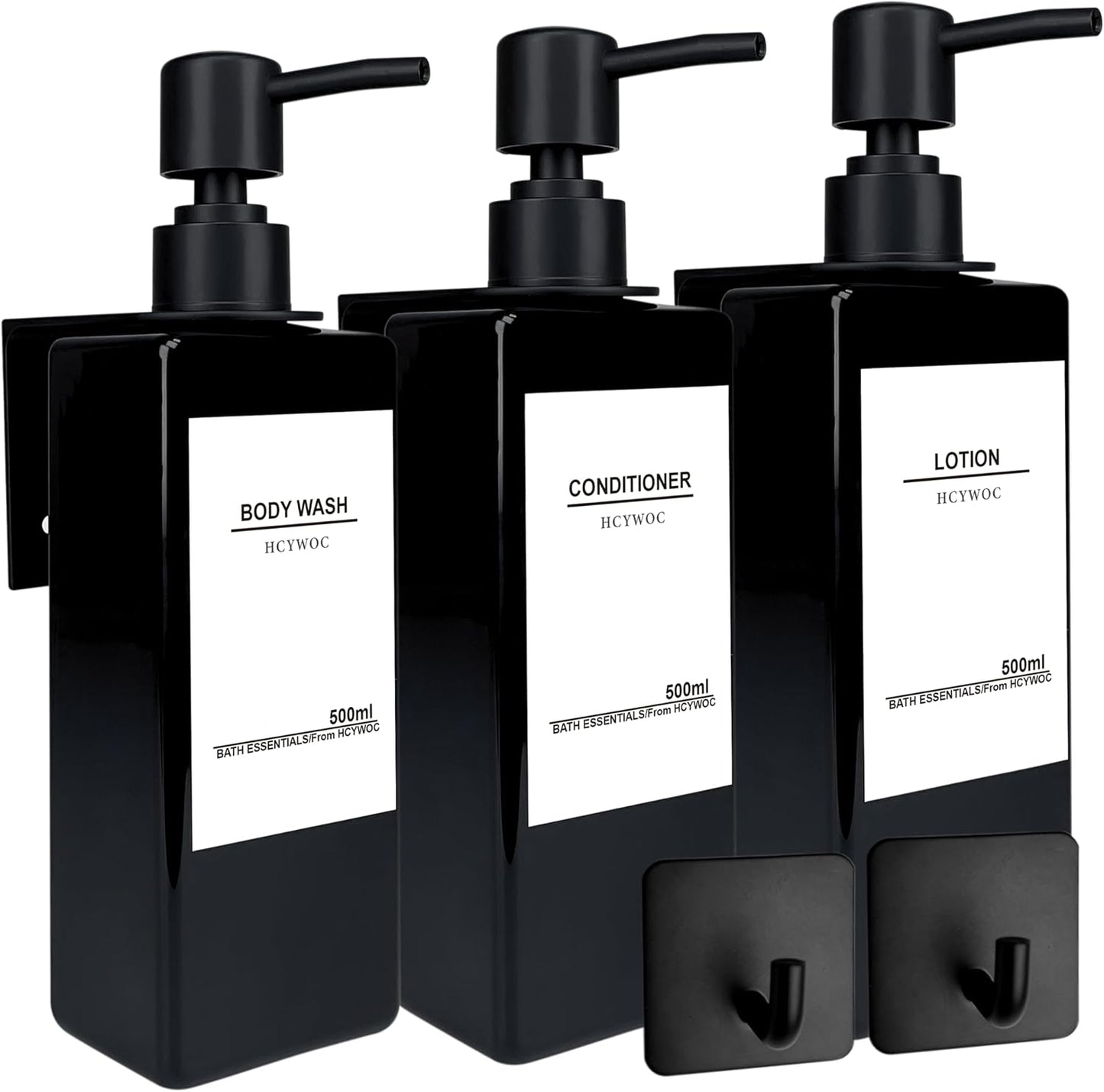 Shampoo Dispenser for Shower Wall, Shampoo and Conditioner Dispenser with 16 Waterproof Labels, No Drill Shower Soap Dispenser Bathroom, Shower Soap Dispenser Wall Mounted 3 Chamber, 17oz,Black | Shampoo Dispenser for Shower Wall, Shower Soap Dispenser