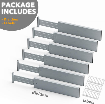 SpaceAid Bamboo Dresser Drawer Dividers 6 Pack, 4.65“ High Adjustable 12.5“-17” Drawer Organizers, Expandable Organization for Clothing, Clothes, Dressers, Natural