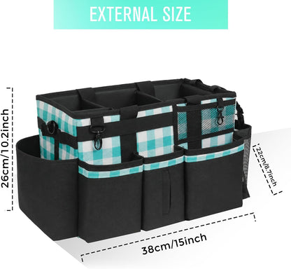 SCAVATA Wearable Cleaning Caddy, Cleaning Caddy Supplies Organizer with Handle & Shoulder Straps for Housekeepers, Under Sink & Car Cleaning Tool Organizers Bag with 4 Foldable Divider (NavyBlue)