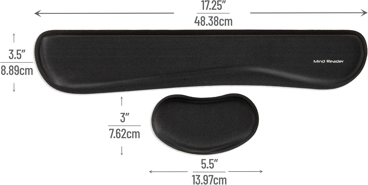 Mind Reader Air-Cloud Memory Foam Armrest Pads, Office & Gaming Chair Arm Rests, Elbow Support with Washable Cover, Black