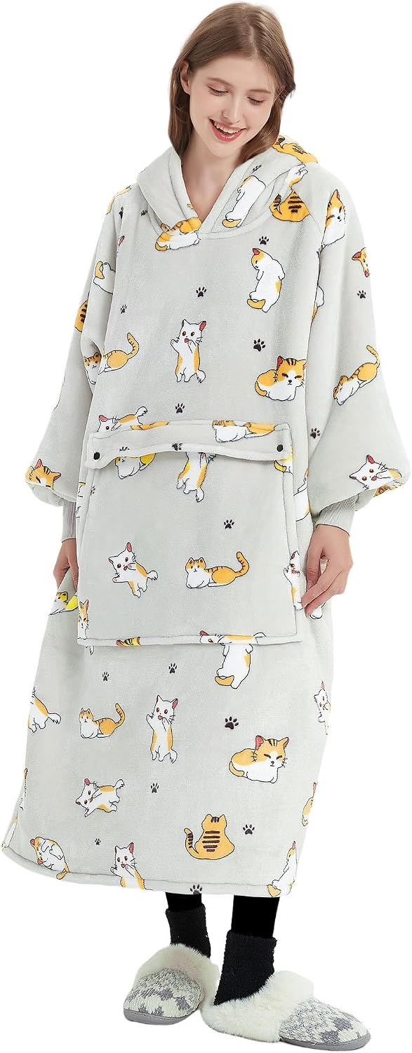 Wearable Blanket Hoodie for Adults With Pocket Strawberry Hoodie | Sherpa, Fuzzy Blanket Hoodie, Oversized Sweatshirt Blanket, Kangaroo Pouch, Cute Birthday Gifts for Sister, Cute Stuff