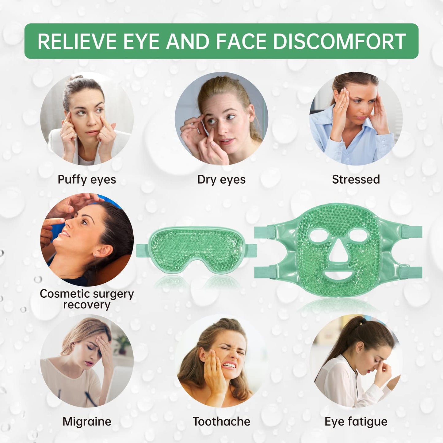 ZNÖCUETÖD Cold Face Eye Mask Ice Pack Reduce Facial Puff, Dark Circles, Hot Cold Compress Pack, Face SPA Gift for Woman Sleeping, Pressure, Headaches, Skin Care, Post Laser Cosmetic Care, Reversible