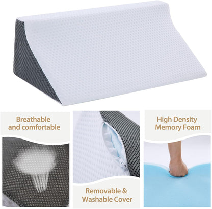 Body Positioner Wedge Pillow for Side Sleeping Support | Back and Leg Support, Body Positioning, Pregnancy Support, Ankle Elevation, Memory Foam, Machine Washable Cover