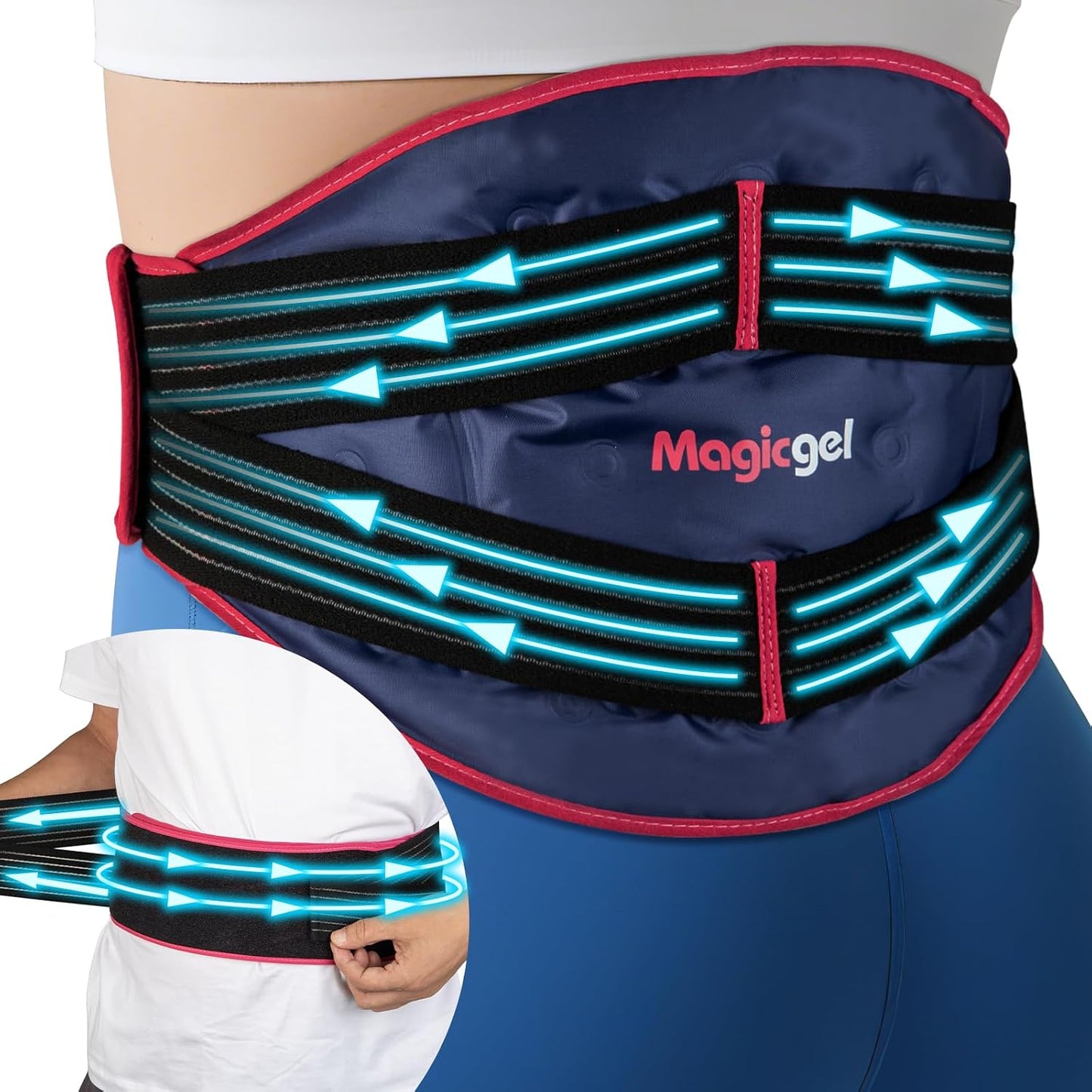 Magic Gel Ice Pack for Back Pain Relief | 2 Pack Reusable Lower Back Wrap for Hot or Cold Therapy | Relief for Lower Lumbar, Sciatic Nerve, Herniated or Degenerative Disc, Coccyx, Tailbone Pain
