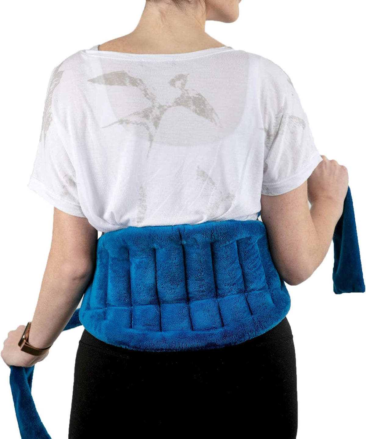 Purple Moon Collection - Microwavable Heating Pad with Straps - Medium, Gray - Reheatable Heat Pack for Back, Neck, Shoulders Pain Relief - Hot/Cold Therapy Body Wrap for Menstrual Cramps