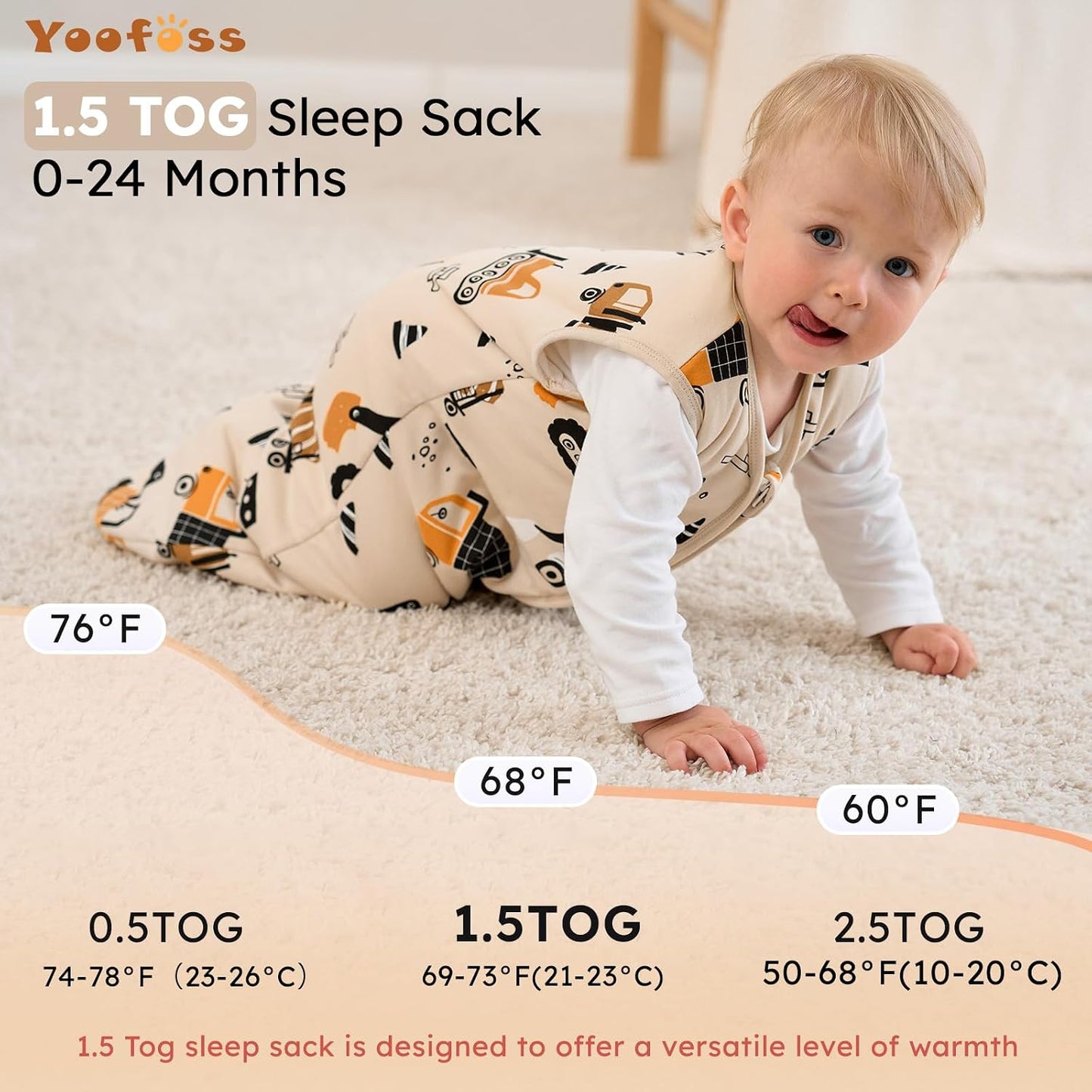 Yoofoss Baby Sleep Sack 0-6 Months Wearable Blanket for Babies 100% Organic Cotton 2-Way Zipper TOG 0.5 Toddler Sleeping Sack 3 Pack, Sleep Sacks
