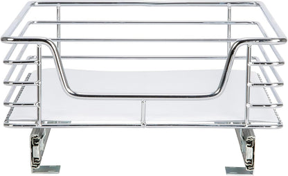 Household Essentials Glidez Multipurpose Chrome-Plated Steel Pull-Out/Slide-Out Storage Organizer for Cookware and Bakeware - 2-Tier Design - Fits Standard Size Cabinet or Shelf, Chrome