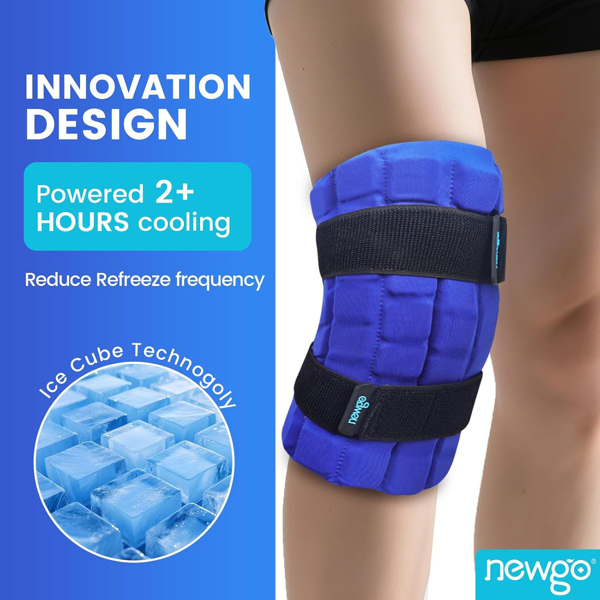 NEWGO Knee Ice Pack Wrap, Cold Therapy for Post-Op & Sports Injuries