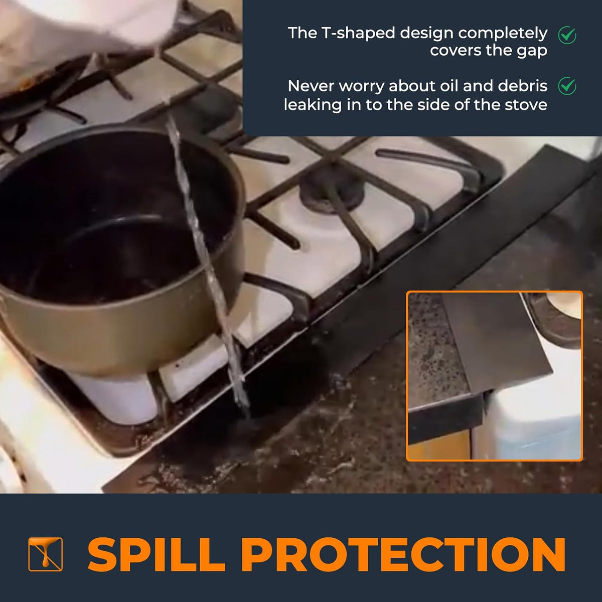 SEVCHY Silicone Stove Gap Covers (2 Pack), Oven Gap Filler, Heat Resistant Stove Gap Filler, Seal Gap Between Stovetop and Counter, Easy Clean (21 inch, Black)