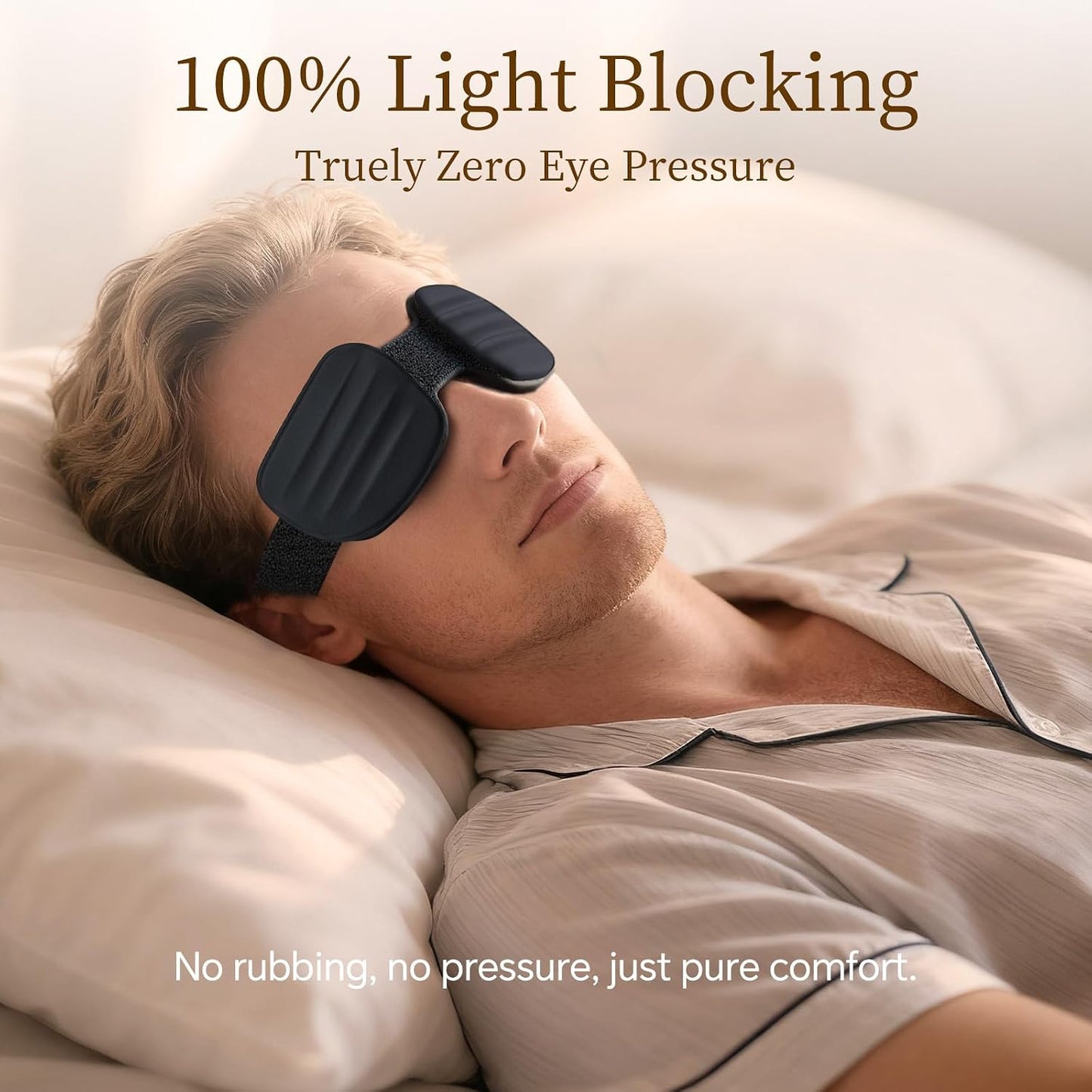 CLOZIA Sleep Mask for Men Women, Adjustable Sleeping Eye Mask, Blocking Eye Masks for Sleep, Soft Comfortable for Travel & Shift Work,Black