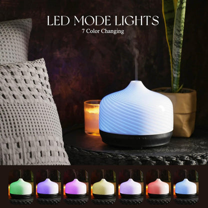 Porseme 500ml Glass Essential Oil Diffuser Aromatherapy Ultrasonic Cool Mist Humidifier 15-21 Running Hours Waterless Auto-Off Air Diffusers for Sleeping Yoga Working Spa(Light Blue)
