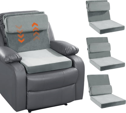 HOMBYS Recliner Seat Cushion with Lumbar Support Pillow and Adjustable Headrest, Medium Firm Foam Filling Chair Pad and Back Support, Non-Slip Design for Comfort and Pressure Reduce, Black