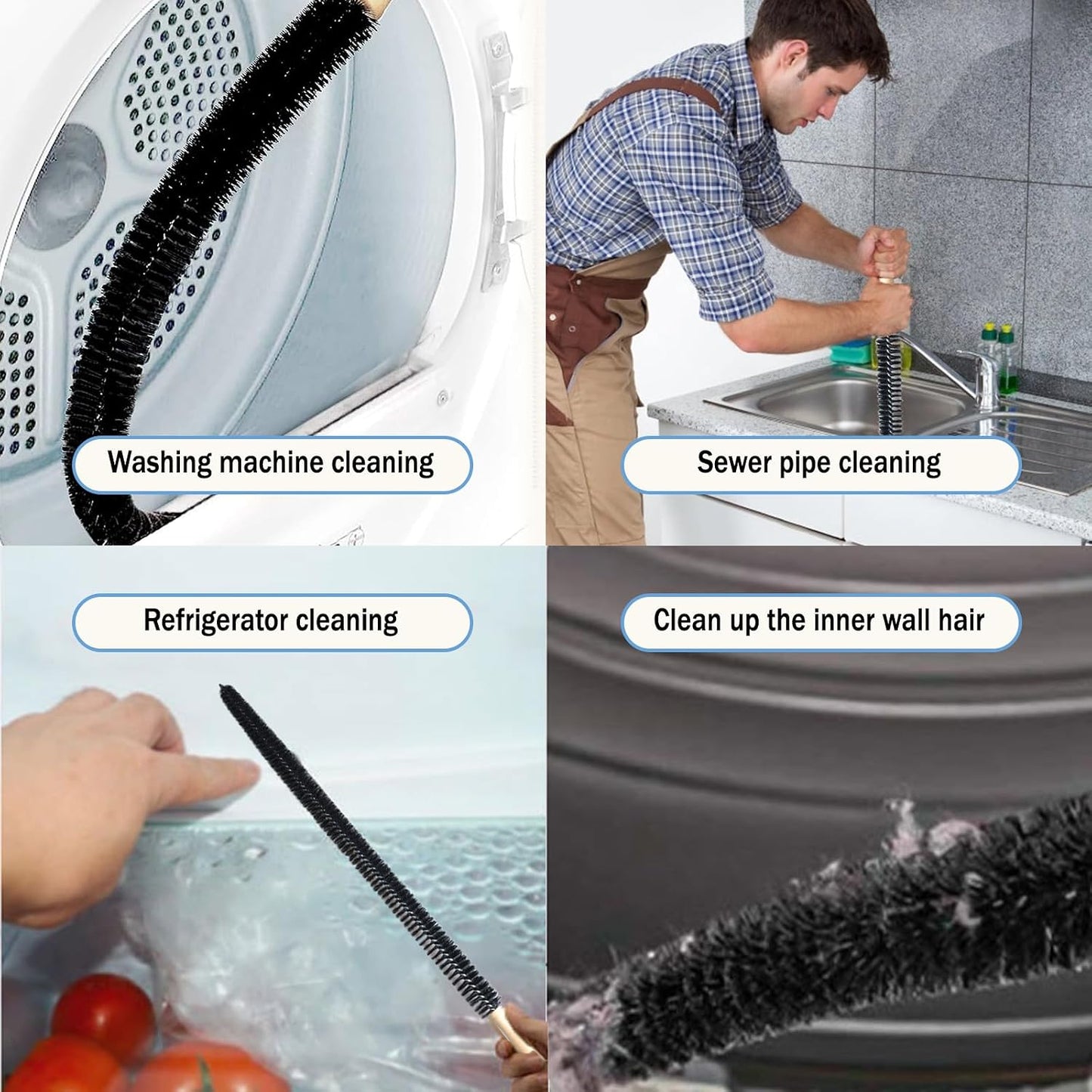 Dryer Lint Brush Vent Cleaner Kit Cleaning Long Flexible Coil Brush(30")