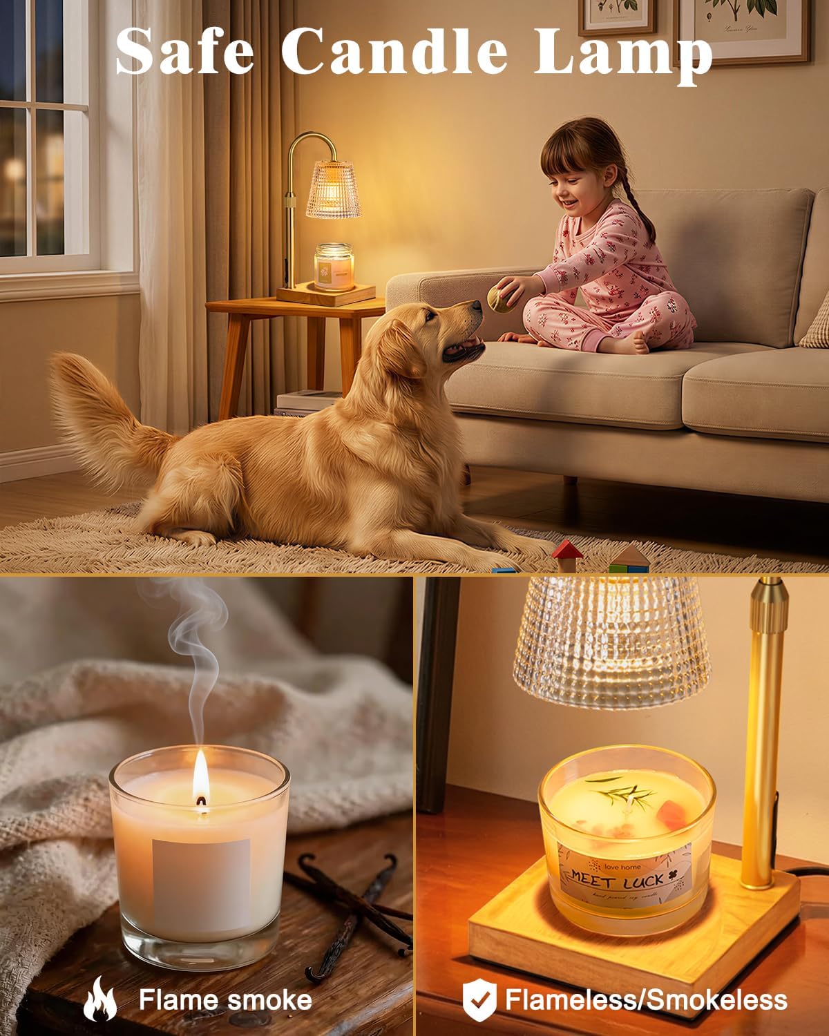 Hong-in Candle Warmer Lamp with Timer, House Warming Gifts New Home Decor | Dimmable & Adjustable Height, Electric Wax Warmer for Scented Wax Jar Candles,Gifts for Women Mom Sister