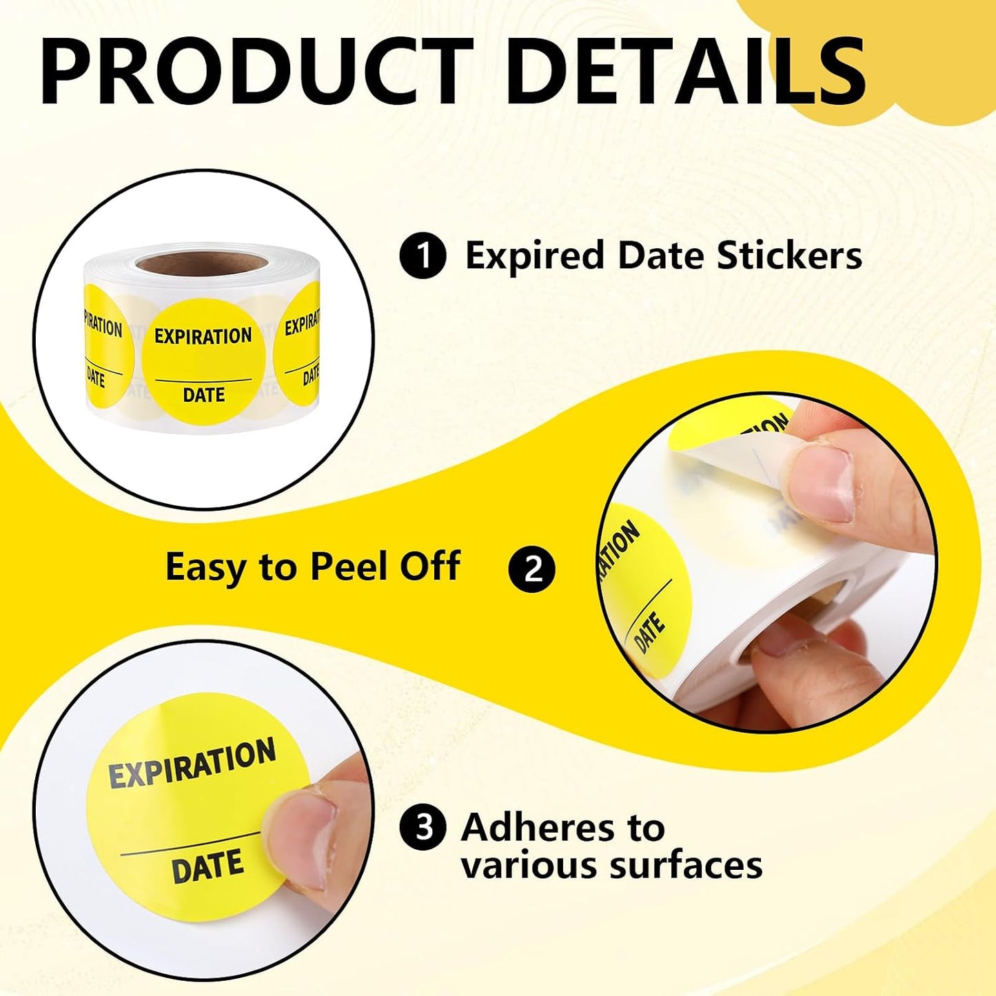 1000 Pcs Expiration Date Stickers - 1.5 Inch Small Food Labels for Marking Organizing Inventory, Food Container or Storage