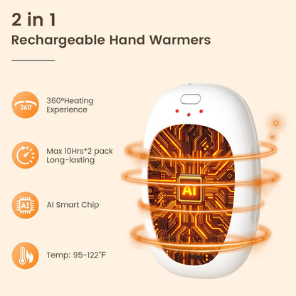 infray Hand Warmers Rechargeable, 2 Pack Electric Hand Warmer Reusable USB Pocket Warmer, 3 Settings Heated Portable AI Handwarmer Great Gifts for Christmas, Outdoor, Golf, Hunting