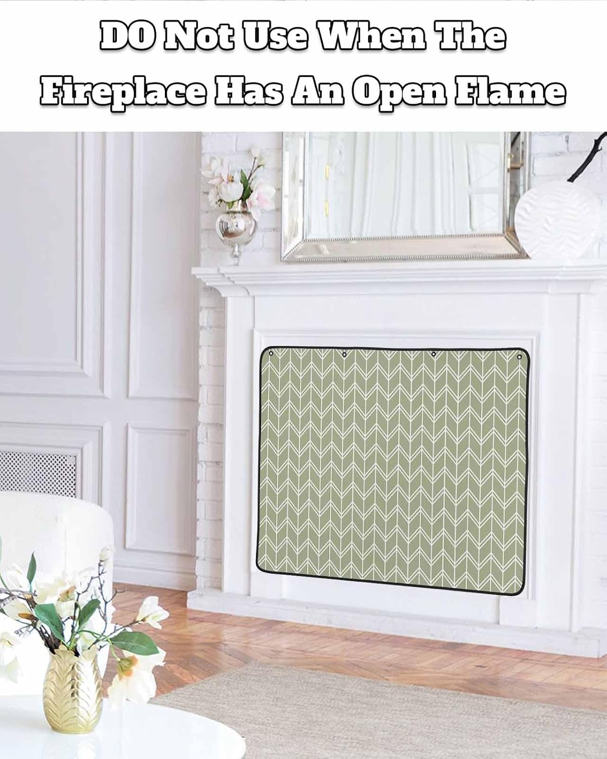 Magnetic Fireplace Cover Blue Geometric Waves Fireplace Screen Decorative Abstract Stripes Insulation Fireplaces Blocker Blanket Save Energy Fireplaces Draft Stopper Covers for Living Room 45x34 Inch