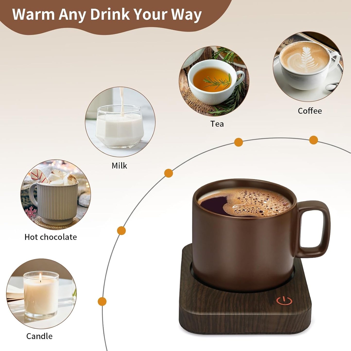 VOBAGA Coffee Mug Warmer Set with Auto Shut Off, 15 oz Coffee Mug Gift Set & 3 Temperature Settings Home Office Desk Accessories Valentine's Day Gift
