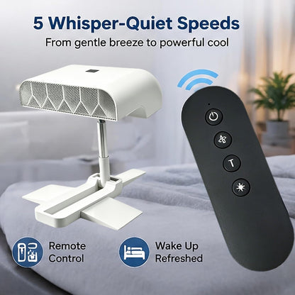 Bed Cooling Fan Under Sheets with Remote Control & 5 Whisper-Quiet Speeds | Mattress Fan Cooling System with Powerful Airflow, Adjustable Bed Cooling System, for Hot Sleepers and Night Sweats
