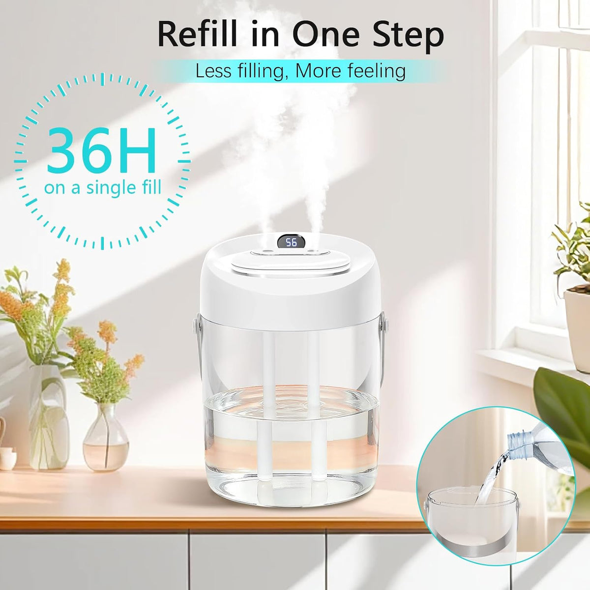 Humidifiers for Bedroom, 2.0L Cool Mist Humidifier for Plants & Home