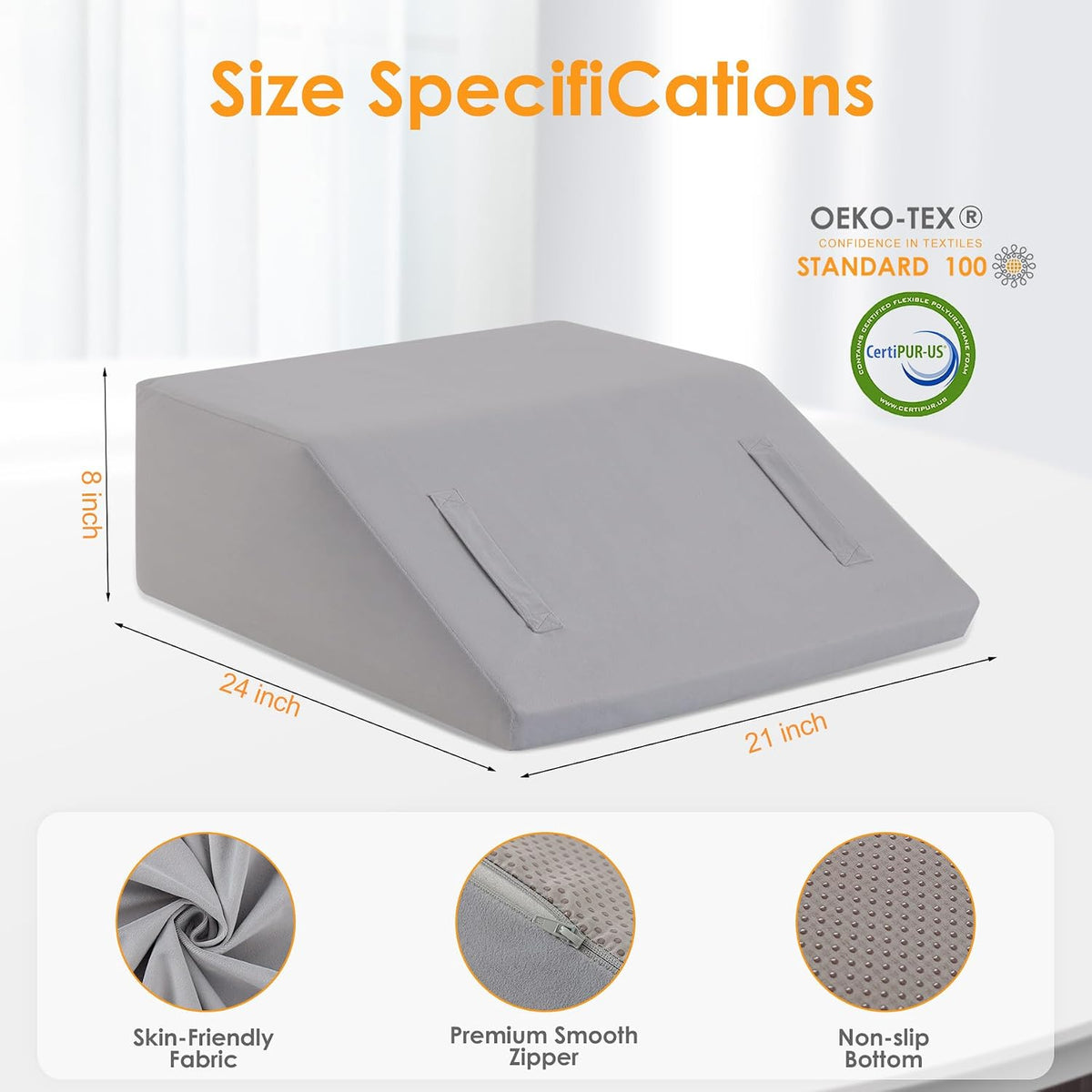 Ruqmuis Leg Elevation Pillow for After Surgery, 10inch Foam Leg Elevating Pillow for Swelling and Blood Circulation, Leg Wedge Pillow for Sleeping, Knee Pillow for Knee Hip Ankle Pain Relief, Velvet