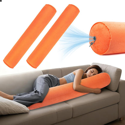 ONTYZZ Inflatable Round Neck Pillow Cervical Roll Pillow, 4.9 * 14.96 inch | Cylinder Bolster Pillow for Head, Neck, Back, Legs and Yoga, Grey