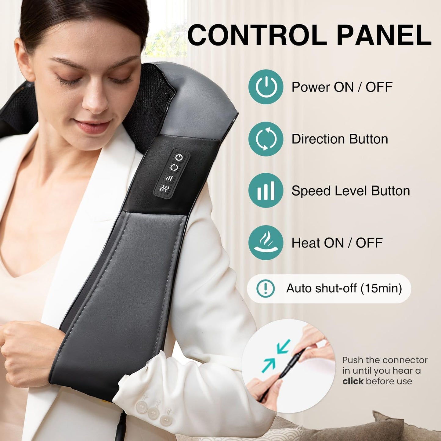 Nekteck Shiatsu Neck Massager with Heat for Pain Relief, NOT Cordless | 2026 Upgraded 3D Back Shoulder Kneading Massage Pillow, 3 Intensity Speeds Deep Tissue, Relaxation Gifts for Men Women, Black
