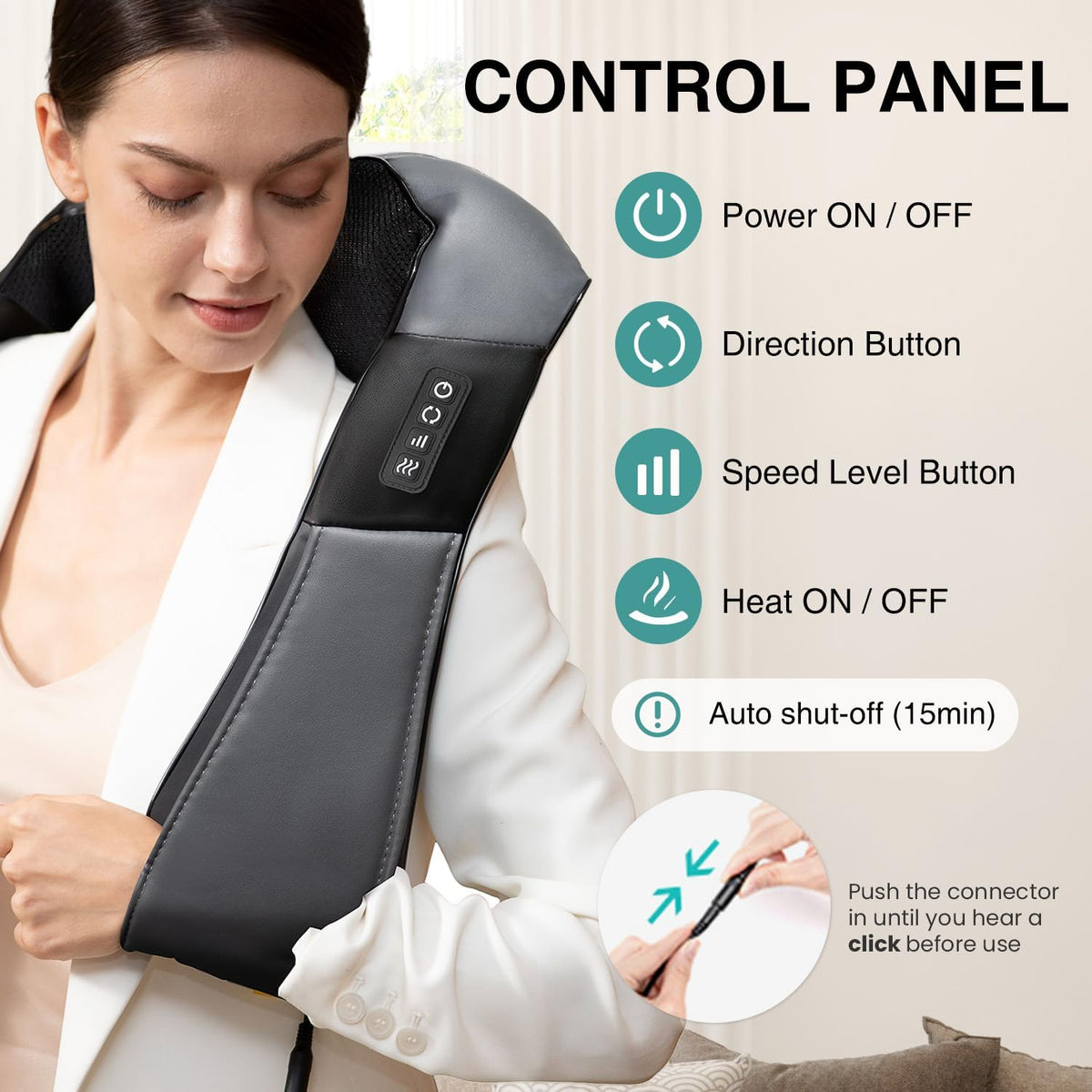 Nekteck Shiatsu Neck Massager with Heat for Pain Relief, NOT Cordless
