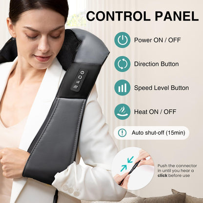 Nekteck Shiatsu Neck Massager with Heat for Pain Relief, NOT Cordless