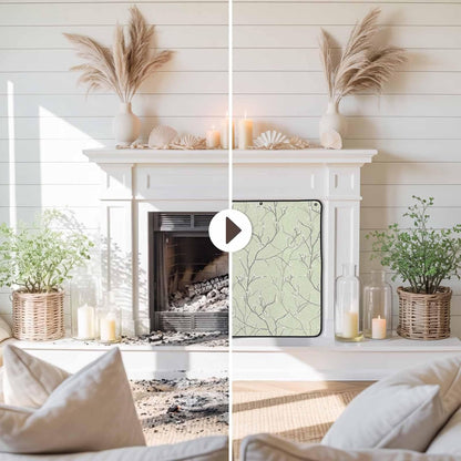 Magnetic Fireplace Cover White Vines Fireplace Screen Decorative Flowers Leaves Tree Branches Insulation Fireplace Blocker Blanket Save Energy Fireplace Draft Stopper Covers for Living Room 39x32 Inch