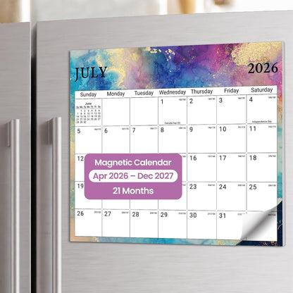 2026-2027 Magnetic Calendar for Refrigerator, Apr 2026-Dec 2027 | 21-Month Fridge Calendar 2026-2027 for Home Planning, Scheduling and Easy Organization, Greenery
