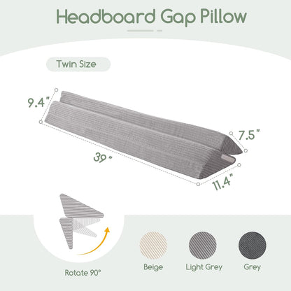HIGOGOGO Queen Size Wedge Pillow for Headboard Gap - Multi Functional Mattress Wedge Bed Gap Filler Close The Gap (0-7") Between Your Mattress and Headboard or Wall (Grey 60"x11"x9")