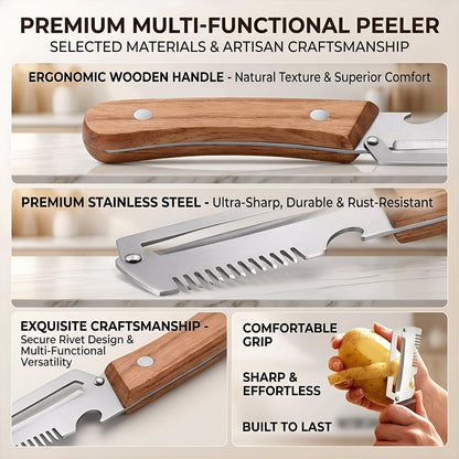 2 Pack Vegetable Peeler, Multifunctional Vegetable Peeler, 3-in-1 Peelers For Kitchen with Bottle Opener, Sharp Stainless Steel Swivel Blade For Vegetables or Fruits that Need to Be Peeled