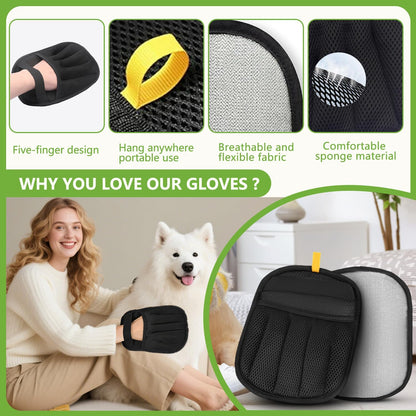 Electrostatic Pet Hair Remover Glove – Reusable Lint Roller Alternative for Furniture, Carpet & Clothes – Washable Dog & Cat Hair Brush with Strong Grip – No Sticky Refills Needed(1PCS)