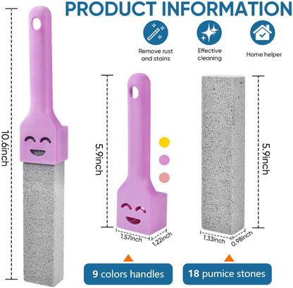 9 Pack Cleaning Pumice Stone Toilet Bowl Stick Cleaner with Handle Hard Water Ring Calcium Buildup Stains Remover Powerfully for Cleaning Toilet Bathtubs Kitchen Sink Grill Pools
