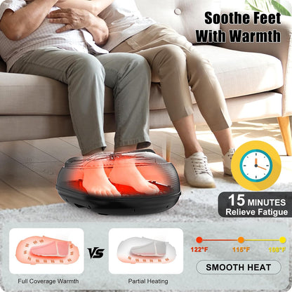 Shiatsu Foot Massager Machine with Heat : Deep Kneading Foot Massage with Vibration & Compression for Plantar Fasciitis & Neuropathy Pain Relief, Deep Tissue Foot Massager