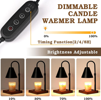 Modern Candle Warmer Lamp with Timer, Dimmable Candle Lamp Warmer, Mothers Day Birthday Gifts for Women Men, Black Candle Warmer, Adjustable Candle Light Warmer, Cozy Living Room Bedroom Home Decor