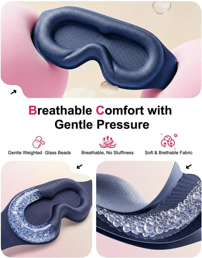 Weighted Eye Mask for Sleeping, 100% Blackout Sleep Mask for Women and Men