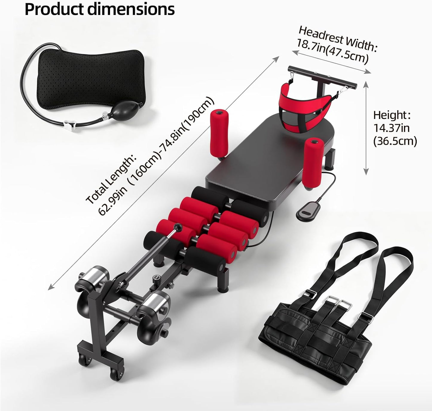 Motorized Spinal Decompression Table - Electric Back Traction Machine for Sciatica & Herniated Disc Relief, Professional Lumbar Stretching Device for Home Physical Therapy & Pain Management