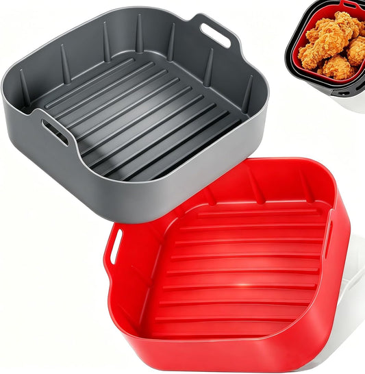Silicone Air Fryer Liners Square,Pot 2Pcs 7.5inch Reusable Air Fryer Basket