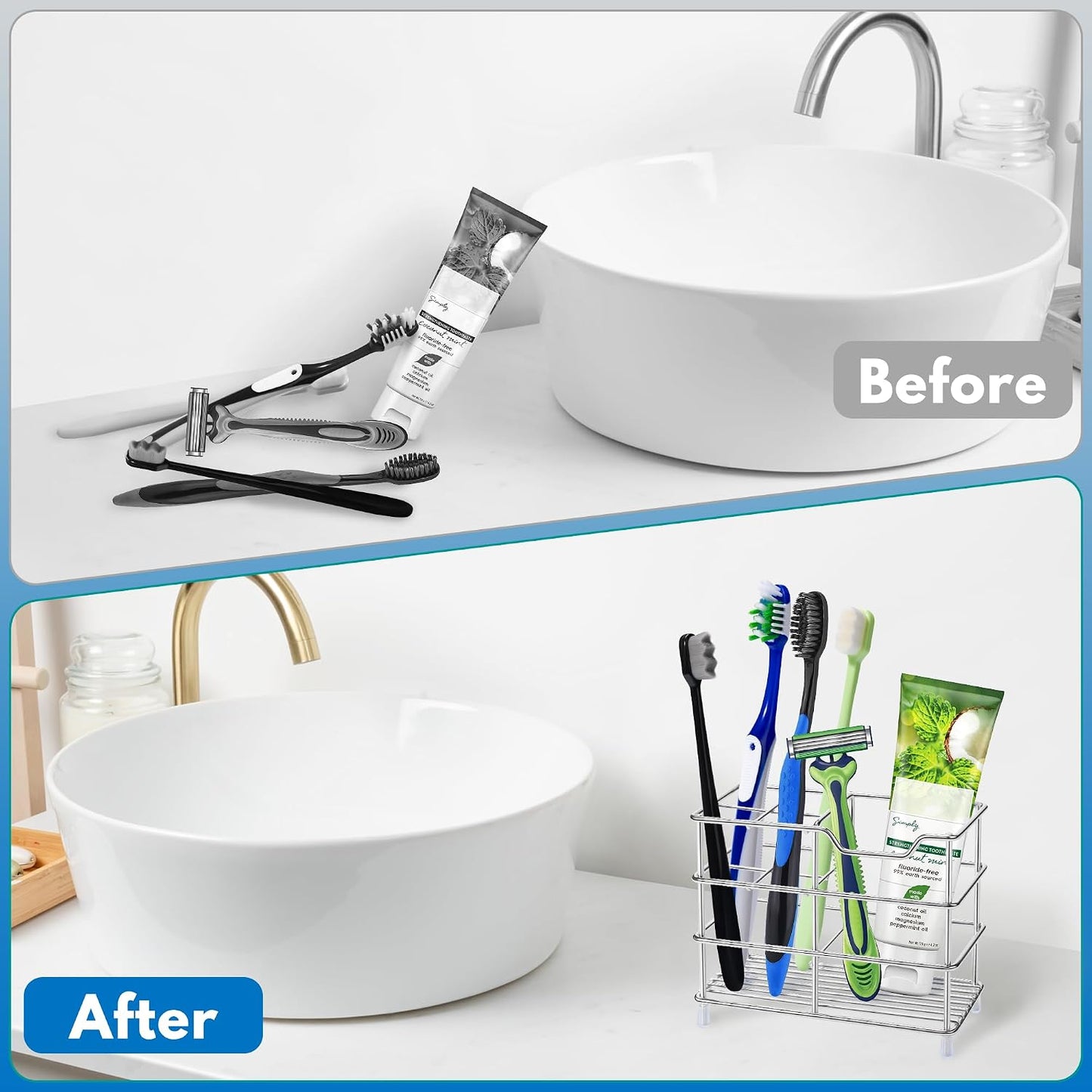 Electric Toothbrush Holders for Bathrooms 304 Stainless Steel Quick Drying | Upgrade Heavy Duty Sturdy Durable Toothpaste Holder Bathroom Organizer Storage Decor Accessories Tooth Brush Holder Caddy