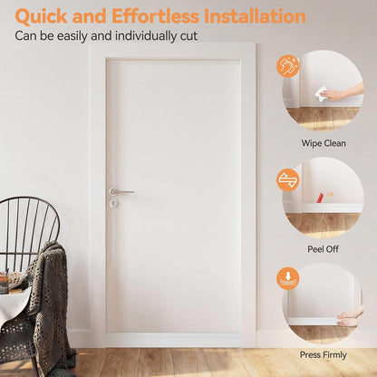 Ohuhu Door Draft Stopper, 1" Wide Adhesive Weather Stripping Seal, 39" | self-adhesive silicone, for interior exterior doors, 3-layer soundproof, save energy, blocks drafts, noise, light, dust, bugs