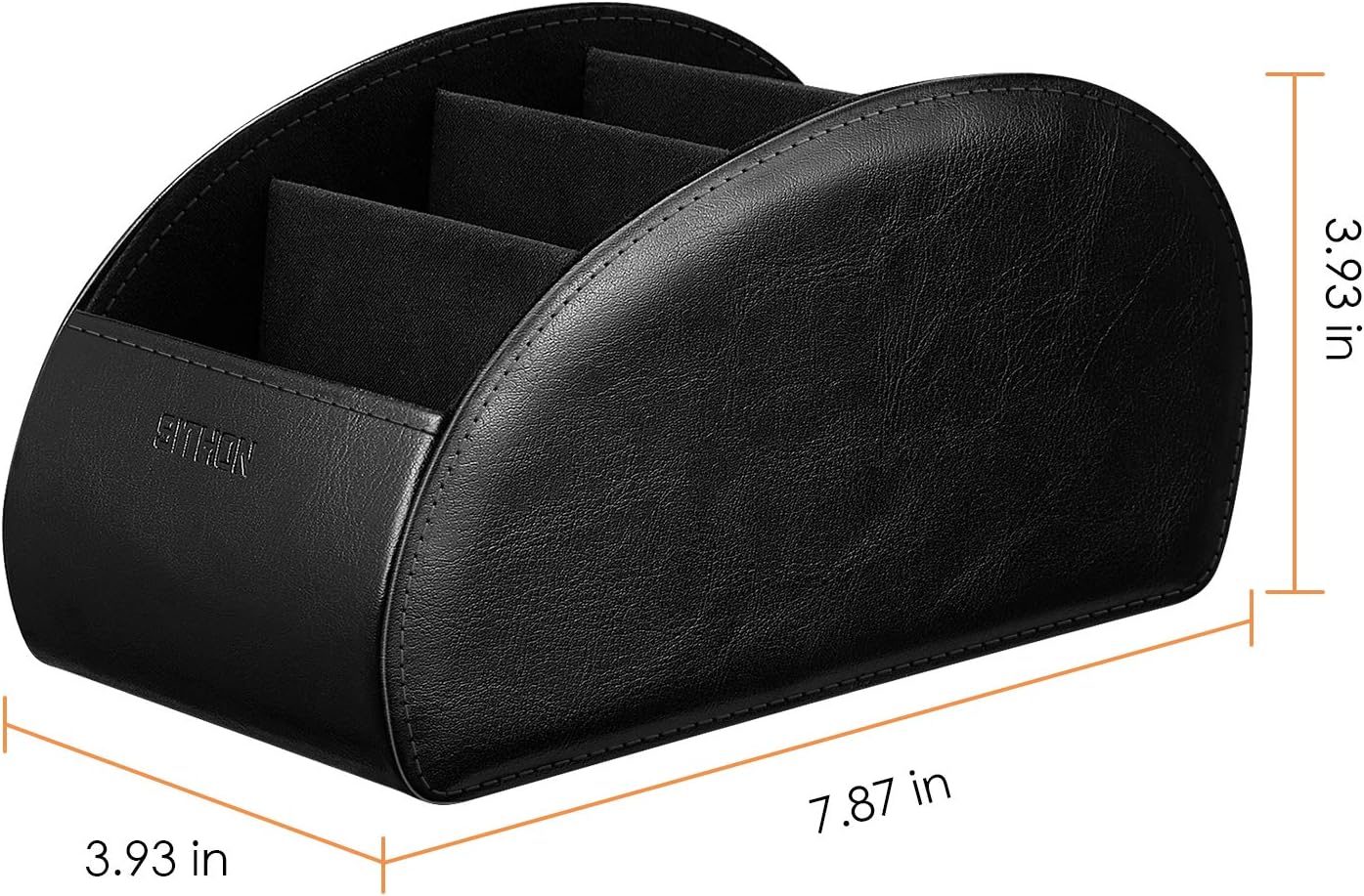 SITHON Remote Control Holder with 5 Compartments | PU Leather Remote Caddy Desktop Organizer Store TV, DVD, Blu-Ray, Media Player, Heater Controllers, Stripe Black