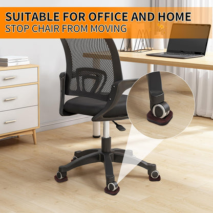 12 PCS Felt Furniture Coasters Caster Cups for Hardwood Floors, Felt Bottom Furniture Pads, Bed Office Chair Fridge Furniture Wheel Stopper to Prevent Sliding and Scratches (Black, L: 2.6" * W:1.8")