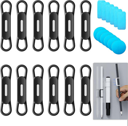 Freewindo 12 Pack Magnetic Pen Holder for Refrigerator, Silicone Magnetic Pencil Holder for Locker, Magnetic Dry Erase Marker Holder for Whiteboard, Desk, Clipboard (6 colour)
