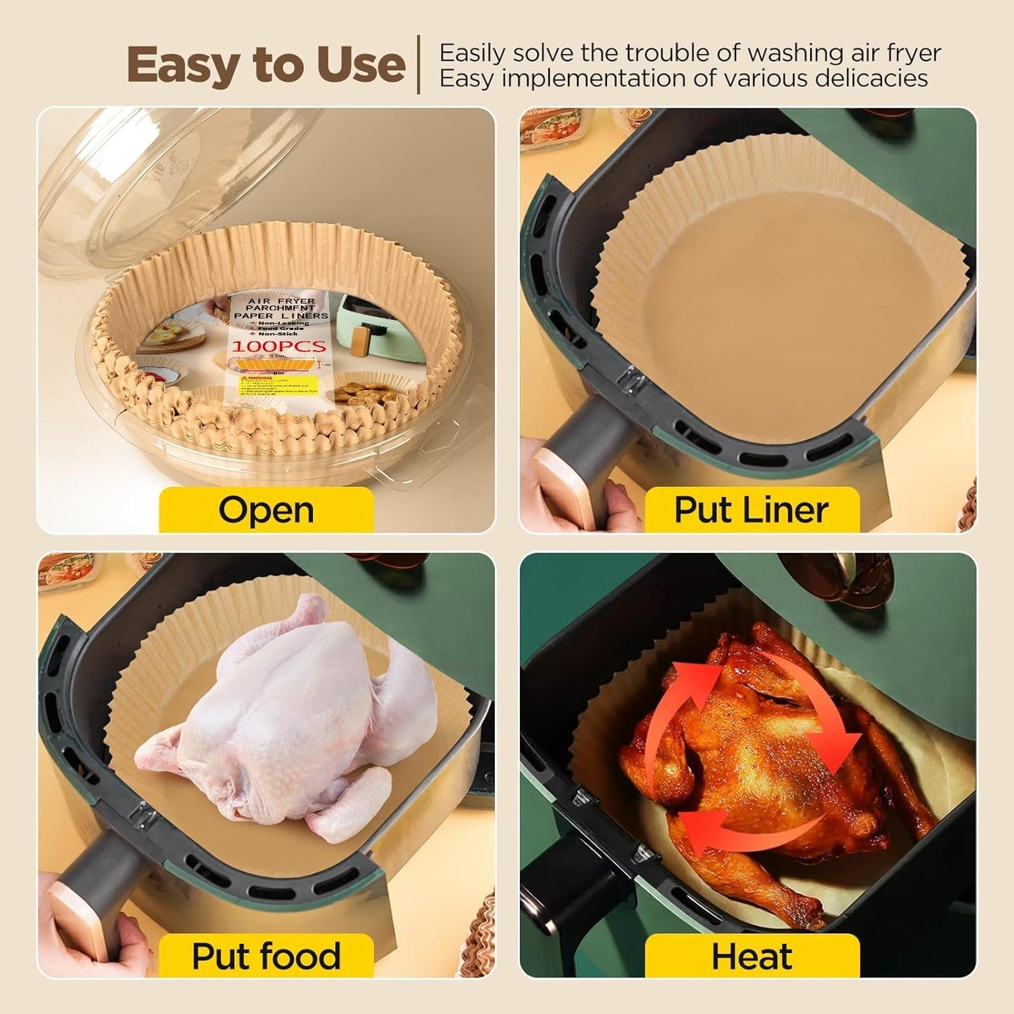 200pcs Air Fryer Liners Disposable, Air Fryer Liners, 8.7" Square Parchment Disposable Paper Liner for Air Fryer, Parchment Paper, Baking, Roasting and Microwave
