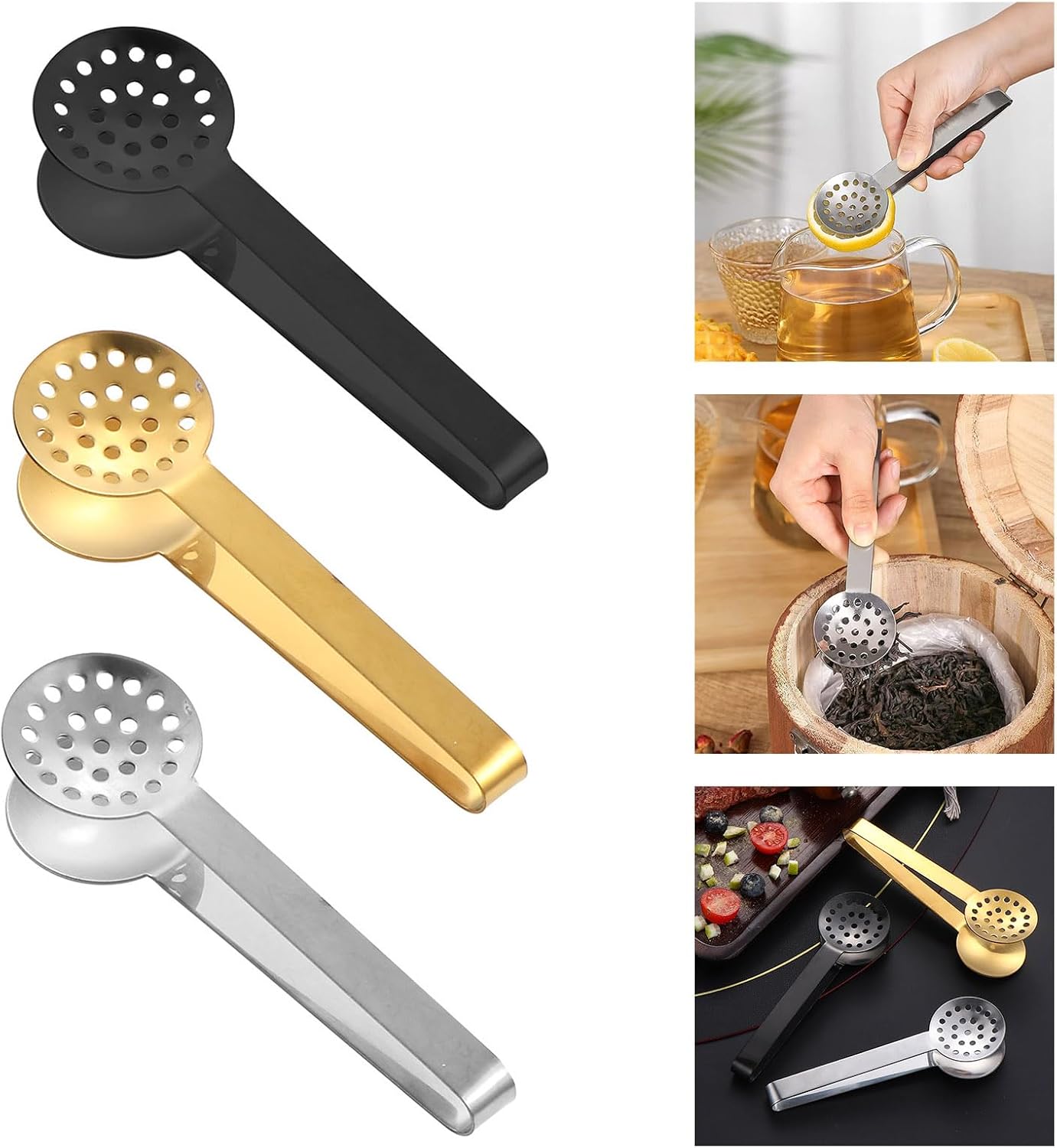 2Pieces Rusts Resistant Teas Bag Squeezer Clip Steel Teabag Strainer Tongs Gripper Tool for Home and Office Use Steel Teas Bag Dispenser