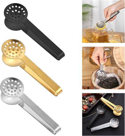 2Pieces Rusts Resistant Teas Bag Squeezer Clip Steel Strainer Tongs Tool For Home And Use