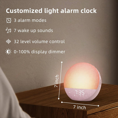 Odokee Sunrise Alarm Clock White Noise Machine: Natural Wake Up Light