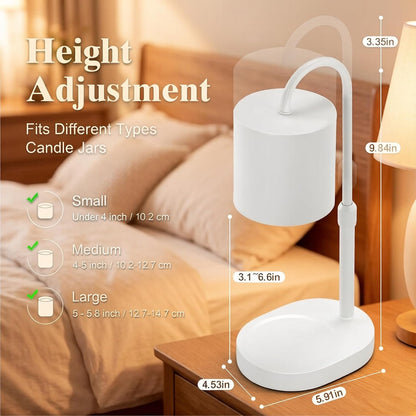 Dreamholder Electric Candle Warmer Lamp with Timer, Dimmable Candle Lamp with Adjustable Height, Wax Melter for Jar Candles Wood Base Floral Home Decor Gifts for Women Mom, Silver Glass
